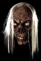 scarey skeleton head with white hair