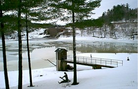 Looking towards the falls from the information parking lot