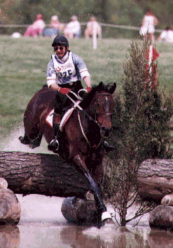 Photo of horse jumping cross country