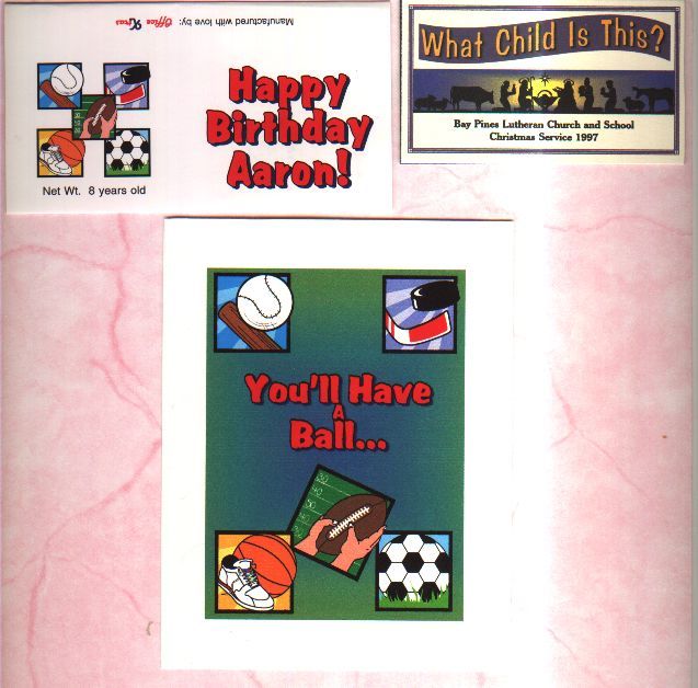 Candy wrapper, magnet and invititation by Pauline B.