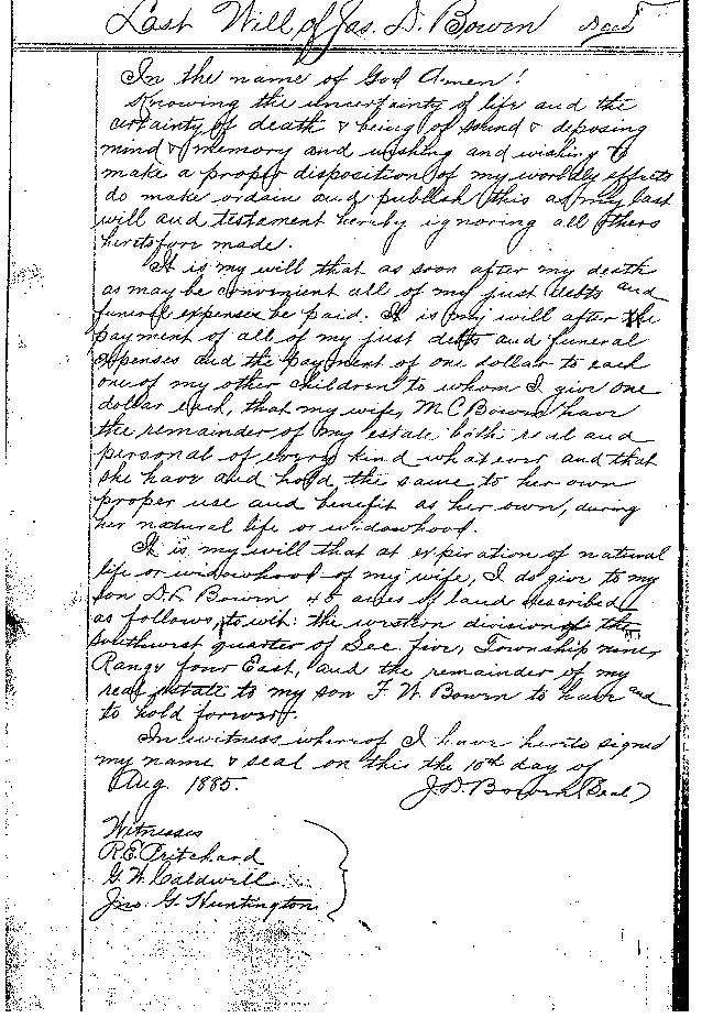 JD Bowen's Will, Page 1.gif (87542 bytes)
