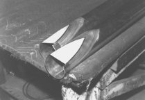 metal pipes with upper lips in place