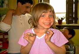 Becca Coloring Easter Eggs at Our House on April 15th, 2000