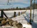 ROCKS AND FENCE IN WINTER