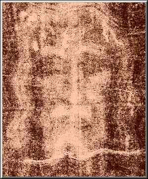 (distorted and enhanced image from unretouched photo of Shroud of Turin [if you aren't loading images, you really should this one])