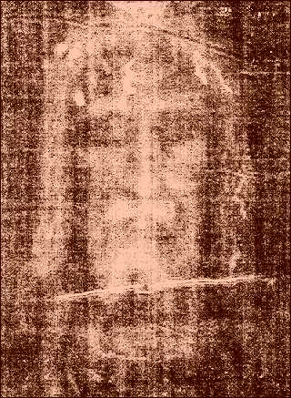 (earlier version of transformation from original photo of shroud)