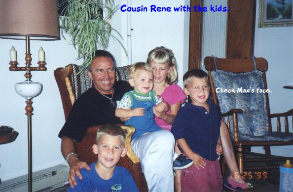 Cousin Rene with the monsters.