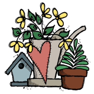 Birdhouse and Watering Can