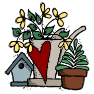 Birdhouse and Watering Can, Red