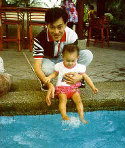playing in the pool