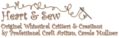 Handmade whimsicial country critters & country rag dolls by Heart & Sew