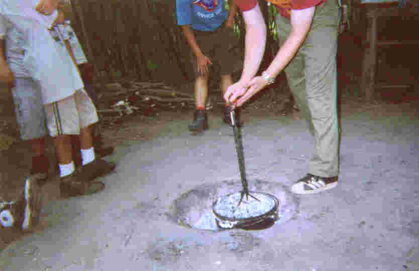 Dessert was cooked in a pit