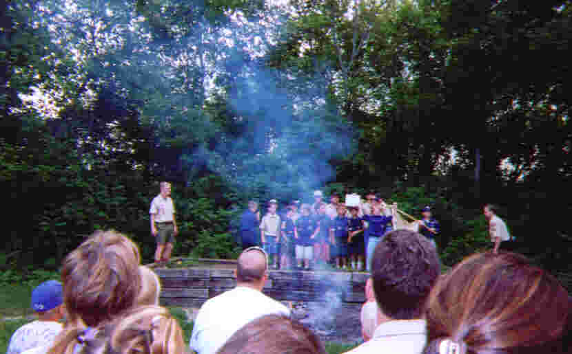 Gus's pack won the 'Best Pack' award.  Gus is in front with arms raised.
