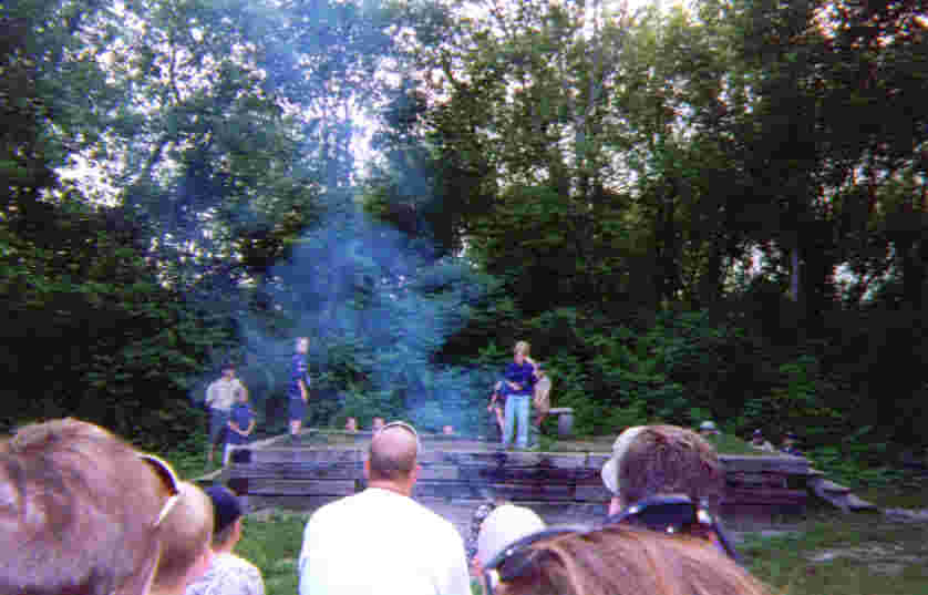 Gus on stage during his pack's skit at the end-of-camp program