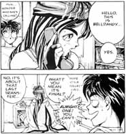 Belldandy calls Kami-sama, unhappy about Keiichi's wish -- Click here for larger picture
