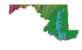Shaded relief map of Maryland