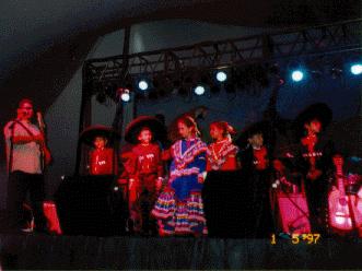 The Children's group on stage with the famous Los Lobos