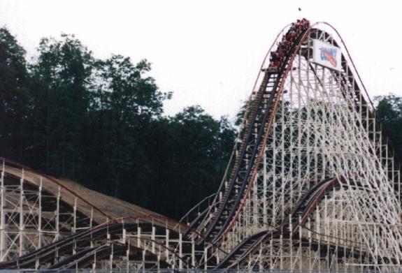 The Comet at Six Flags Great Escape in Lake George, New York was constructed with some of the track pieces of the original Crystal Beach Cyclone.