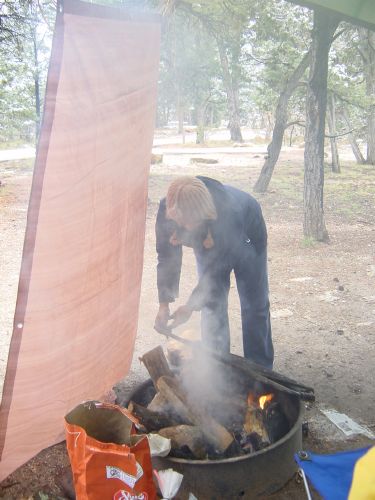 veronica is making the fire for us!!!