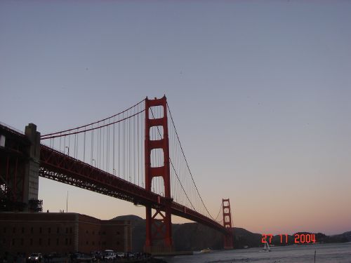 golden gate bridge under sunset