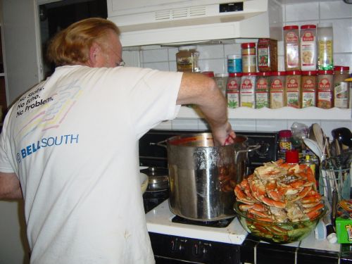bernard is making crabs for us!!