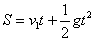 S = v1 t + (1/2) g t^2