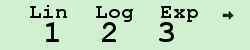 Press "1" for Linear Regression, "2" for Logarithmic, "3" for Exponential, "->" for Next Page.