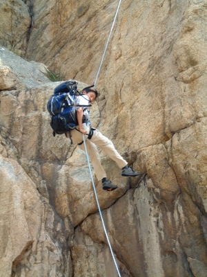 Abseiling down
