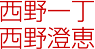 西野一丁(Nisino Iccyou) 西野澄恵(Nisino Sumie)