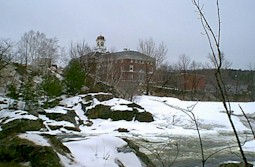 Town Hall, looking up from under Memorial Bridge