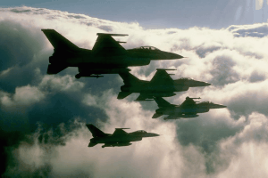 Flight of 4 F16s