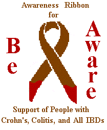 Be Aware: Awareness Ribbon for Support of People with Crohn's, Colitis, and All IBDs