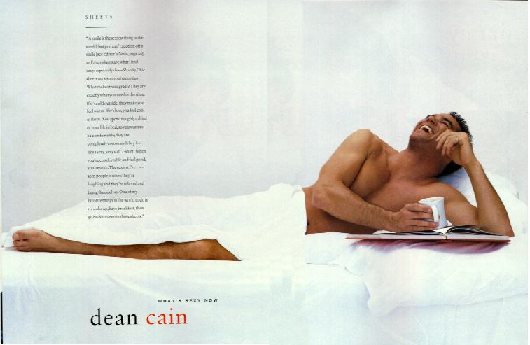 Dean lounging in his sheets