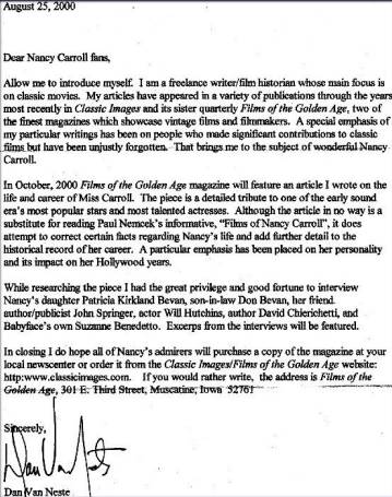 dan's letter