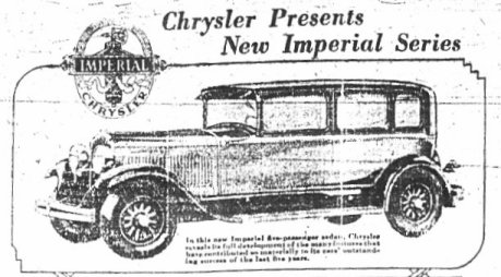 Chrysler Imperial five passenger sedan