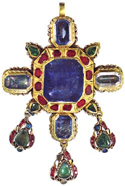 gold,sapphire,ruby,and emerald panagia