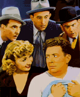 Frank McHugh with Joan Blondell, Sam Levene, Allen Jenkins, and Teddy Hart