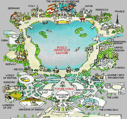 Map of EPCOT. Click to explore.