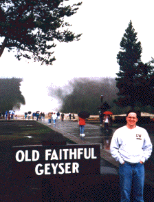 Matt in front of Old Faithful, Yellowstone National Park