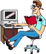 working at computer