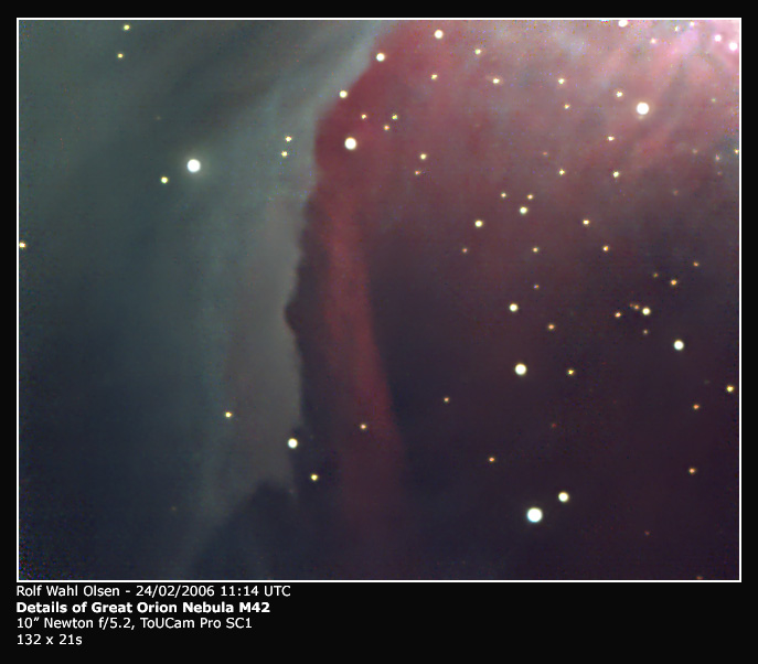 Curtains of dust in M42