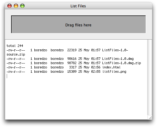 Screenshot of the List Files window.