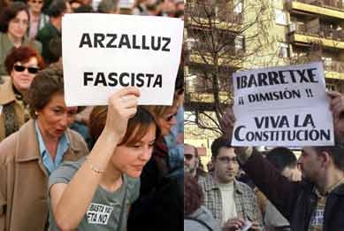 Alderdi konstituziozaleen propagandaren ondorioz jendea kalera irten zen EAJ-PNV-ko gizon-emakumeen aurka.