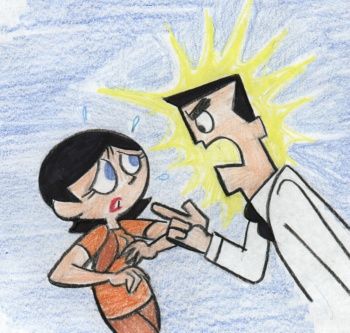 She shrank away from him.
