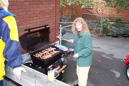 Julie playing with the Wieners