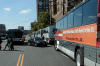 Evacuation buses in Hoboken.