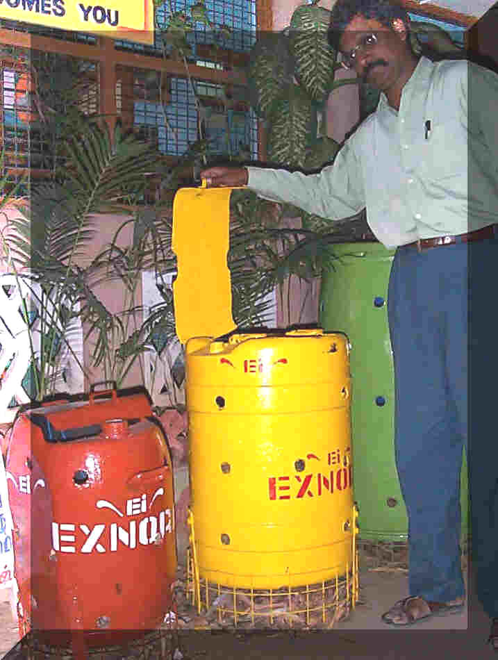 Models of aerobic composting bins
made under the guidance of Exnora International, India