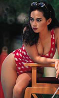 Indah Febryzha wearing red