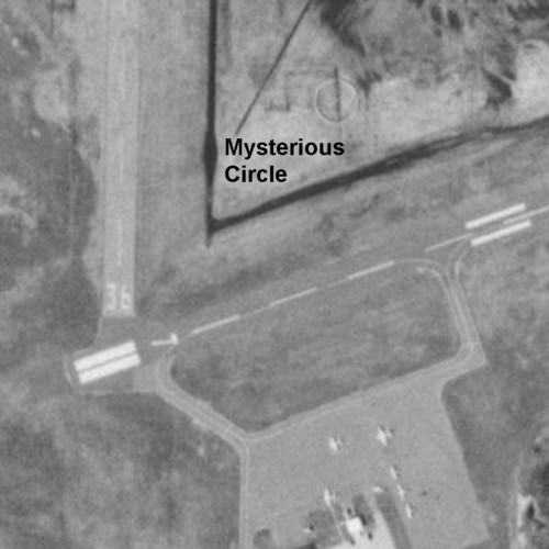 Satellite image of mysterious circle at runway 36 & 7