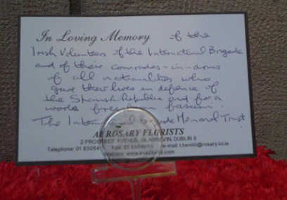 The message on the wreath at Liberty Hall, 15th Oct. 2005.